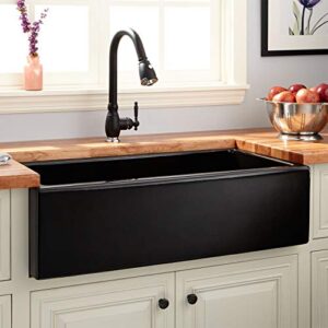 signature hardware 933888-36 mitzy 36″ single basin fireclay reversible farmhouse sink with smooth apron