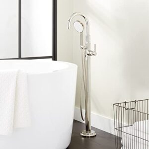 signature hardware 948657-lv greyfield floor mounted tub filler faucet – includes hand shower