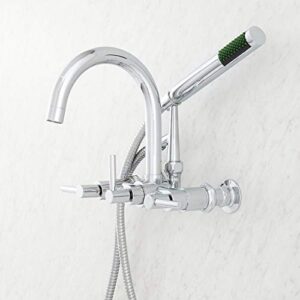 Signature Hardware 909038-2 Sebastian Wall Mounted Tub Filler Faucet with 2" Wall Couplers and Lever Handles - Includes 1.8 GPM Hand Shower, Valve Included