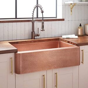 signature hardware 318837 fiona 33″ farmhouse single basin copper kitchen sink