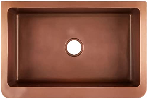 Signature Hardware 318918 32-3/4" Vine Design Farmhouse Single Basin Copper Kitchen Sink