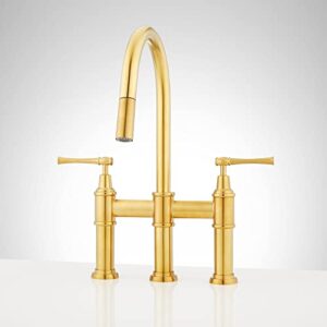 signature hardware 950466 hurston 1.8 gpm double handle bridge pull-down kitchen faucet