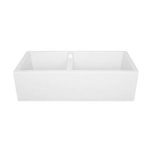 Signature Hardware 406509 Risinger 36" Farmhouse 60/40 Double Basin Fireclay Kitchen Sink