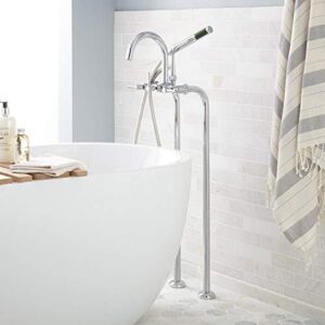 signature hardware 913704-31 31-1/2″ sebastian floor mounted tub filler faucet – includes hand shower, valve included
