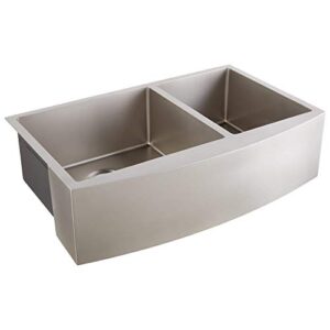 Signature Hardware 944657-33 Atlas 33" Farmhouse Double Basin Stainless Steel Kitchen Sink