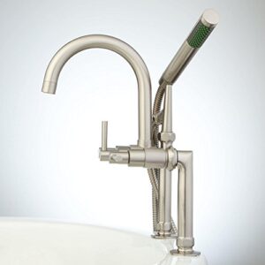 Signature Hardware 909040-6 Sebastian Deck Mounted Tub Filler Faucet with 6" Deck Couplers - Includes Hand Shower, Valve Included