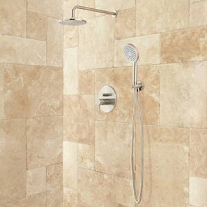 signature hardware 931419 lattimore shower system with rainfall shower head and hand shower – rough in included