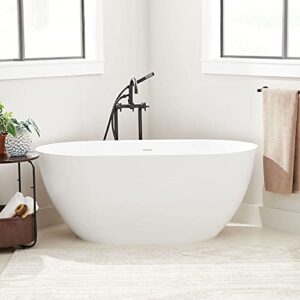 signature hardware 952997-59 patera 59″ resin soaking freestanding tub with integrated drain and overflow