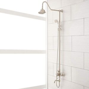 signature hardware 939624 dolwick exposed shower system with rain shower head, hand shower, and hose – rough in included
