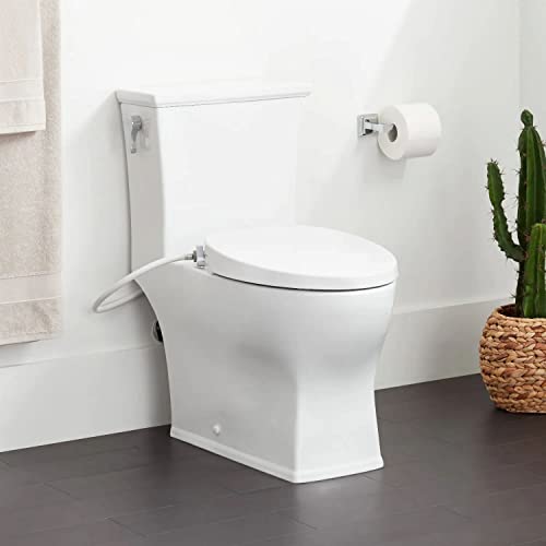 Signature Hardware 953015-B Carraway 1.28 GPF One Piece Elongated Chair Height Toilet with Left Hand Lever - Bidet Seat Included