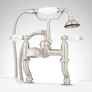 signature hardware 906537 glenwood deck mounted roman tub filler with variable couplers- includes telephone style hand shower