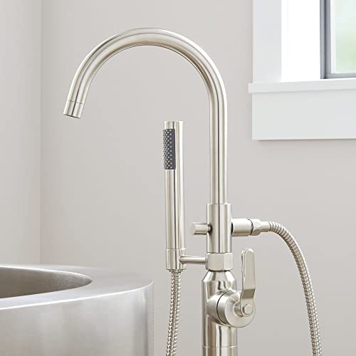 Signature Hardware 953080-LV Gunther Floor Mounted Tub Filler Faucet - Includes Hand Shower
