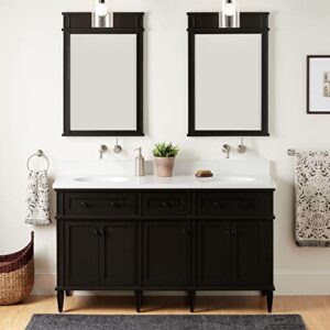 signature hardware 953349-60-um-0 elmdale 60″ free standing double basin vanity set with mahogany cabinet, wood vanity top, and porcelain undermount sink – no faucet holes