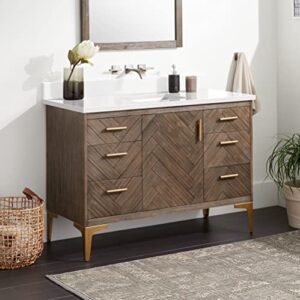Signature Hardware 953350-48-RUMB-0 Frey 48" Free Standing Single Vanity Cabinet Set with Wood Cabinet, Vanity Top and Rectangular Undermount Sink - No Faucet Holes
