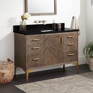 Signature Hardware 953350-48-RUMB-0 Frey 48" Free Standing Single Vanity Cabinet Set with Wood Cabinet, Vanity Top and Rectangular Undermount Sink - No Faucet Holes