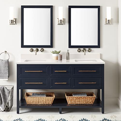 Signature Hardware 953331-60-RUMB-0 Robertson 60" Free Standing Double Vanity Cabinet Set with Wood Cabinet, Quartz Vanity Top and Rectangular Undermount Sinks - No Faucet Holes