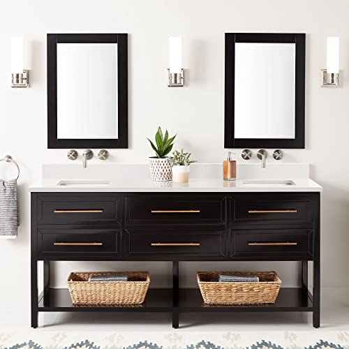 Signature Hardware 953330-72-RUMB-0 Robertson 72" Free Standing Double Vanity Cabinet Set with Mahogany Cabinet, Vanity Top and Rectangular Undermount Sinks - No Faucet Holes