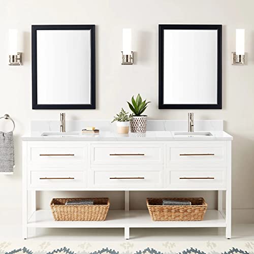 Signature Hardware 953332-72-RUMB-1 Robertson 72" Free Standing Double Vanity Cabinet Set with Mahogany Cabinet, Vanity Top and Rectangular Undermount Sinks - Single Faucet Hole