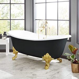 signature hardware 946219-72 lena 72″ cast iron soaking clawfoot tub with integrated drain, overflow and imperial feet
