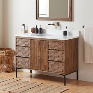 signature hardware 953140-48-um-0 devora 48″ free standing single vanity set with wood cabinet, vanity top, and oval undermount vitreous china sink