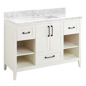 signature hardware 953346-48-rumb-8 burfield 49″ free standing single vanity set with cabinet, vanity top, and rectangular undermount vitreous china sink – 8″ faucet holes