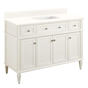 signature hardware 953348-48-rumb-0 elmdale 48″ free standing single vanity cabinet set with mahogany cabinet, vanity top and rectangular undermount sink – no faucet holes