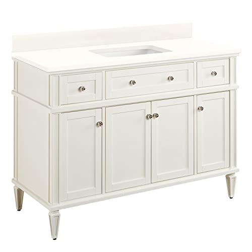 Signature Hardware 953348-48-RUMB-0 Elmdale 48" Free Standing Single Vanity Cabinet Set with Mahogany Cabinet, Vanity Top and Rectangular Undermount Sink - No Faucet Holes