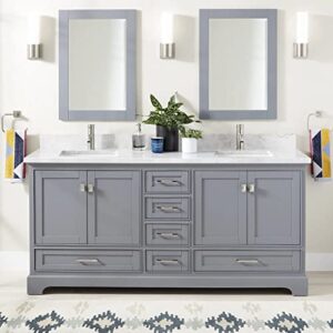 signature hardware 953527-72-rumb-1 quen 72″ free standing double vanity set with wood cabinet, vanity top and rectangular undermount vitreous china sink – single faucet hole