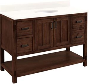 signature hardware 953310-48-um-0 morris 48″ free standing single vanity set with wood cabinet, vanity top, and oval undermount sink