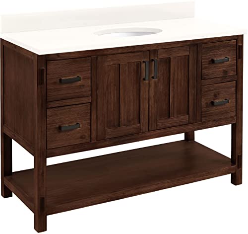 Signature Hardware 953310-48-UM-0 Morris 48" Free Standing Single Vanity Set with Wood Cabinet, Vanity Top, and Oval Undermount Sink