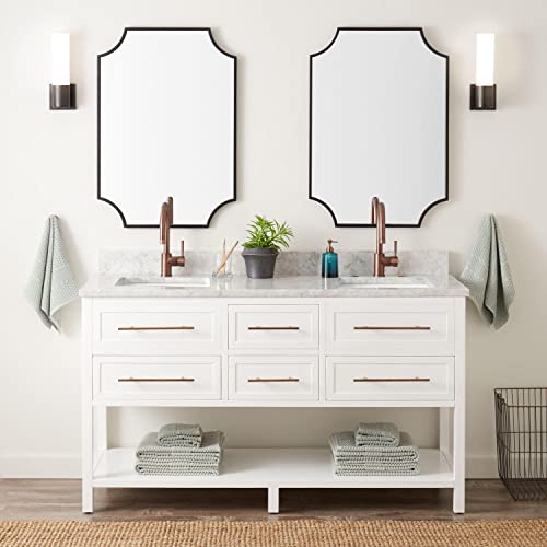 Signature Hardware 953332-60-RUMB-0 Robertson 60" Free Standing Double Vanity Cabinet Set with Mahogany Cabinet, Vanity Top and Rectangular Undermount Sinks - No Faucet Holes