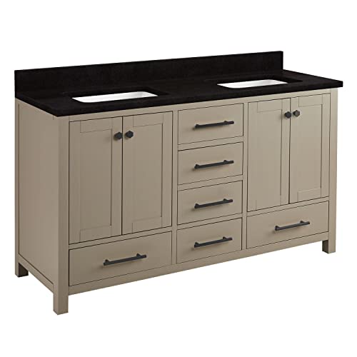 Signature Hardware 953328-60-RUMB-0 Radke 60" Free Standing Double Vanity Cabinet Set with Mahogany Cabinet, Vanity Top and Rectangular Undermount Sinks - No Faucet Holes