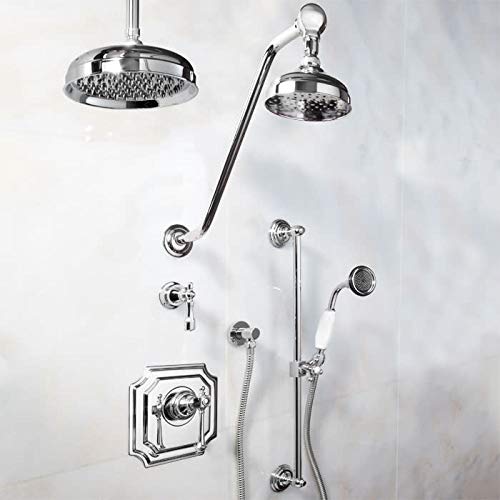 Signature Hardware 920925-8 Vintage Pressure Balanced Shower System with Shower Heads, Hand Shower, Slide Bar, Bodysprays, Shower Arms, Hose and Valve Trim - Valve Included