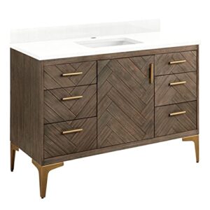 signature hardware 953350-48-rumb-1 frey 48″ free standing single vanity cabinet set with wood cabinet, vanity top and rectangular undermount sink – single faucet hole