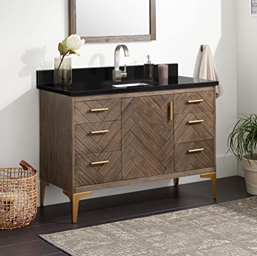 Signature Hardware 953350-48-RUMB-1 Frey 48" Free Standing Single Vanity Cabinet Set with Wood Cabinet, Vanity Top and Rectangular Undermount Sink - Single Faucet Hole