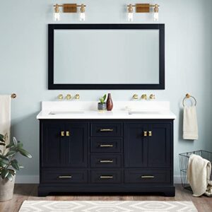 signature hardware 953665-60-rumb-0 quen 60″ free standing double basin vanity set with cabinet, vanity top, and undermount sink – no faucet holes
