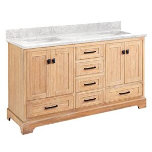 signature hardware 953664-60-rumb-0 quen 60″ free standing double basin vanity set with cabinet, vanity top, and undermount sink – no faucet holes