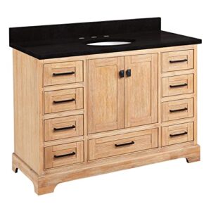 Signature Hardware 953664-48-UM-8 Quen 48" Free Standing Single Basin Vanity Set with Cabinet, Vanity Top, and Undermount Sink - 3 Faucet Holes