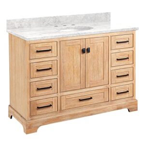 Signature Hardware 953664-48-UM-8 Quen 48" Free Standing Single Basin Vanity Set with Cabinet, Vanity Top, and Undermount Sink - 3 Faucet Holes
