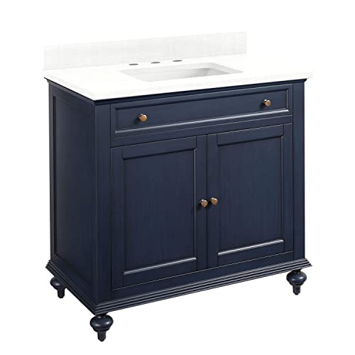 Signature Hardware 953301-36-RUMB-8 Keller 36" Free Standing Single Vanity Set with Mahogany Cabinet, Vanity Top, and Rectangular Undermount Sink - 8" Faucet Holes