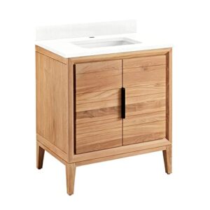 signature hardware 953343-30-rumb-1 aliso 30″ free standing single vanity cabinet set with wood cabinet, vanity top and rectangular undermount sink – single faucet hole