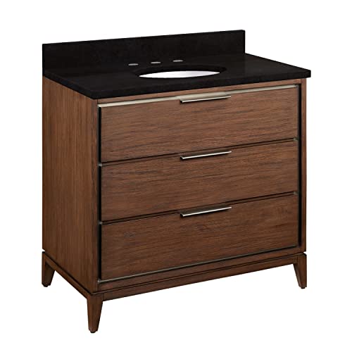 Signature Hardware 953494-36-UM-8 Hytes 37" Free Standing Single Vanity Set with Mahogany Cabinet, Vanity Top, and Oval Undermount Vitreous China Sink - 8" Faucet Holes