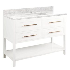 signature hardware 953332-48-rumb-8 robertson 48″ free standing single vanity cabinet set with wood cabinet, vanity top and rectangular undermount sink – 8″ faucet holes