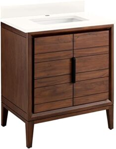 signature hardware 953344-30-rumb-1 aliso 30″ free standing single vanity cabinet set with wood cabinet, vanity top and rectangular undermount sink – single faucet hole
