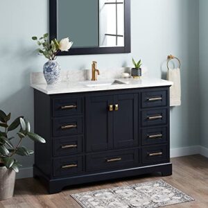 signature hardware 953665-48-rumb-1 quen 48″ free standing single basin vanity set with cabinet, vanity top, and undermount sink – 1 faucet hole