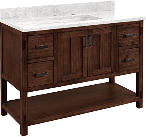 Signature Hardware 953310-48-RUMB-8 Morris 48" Free Standing Single Vanity Set with Wood Cabinet, Vanity Top, and Rectangular Undermount Sink - 8" Faucet Holes