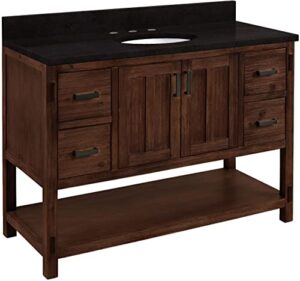 signature hardware 953310-48-um-8 morris 48″ free standing single vanity set with wood cabinet, vanity top, and oval undermount sink – 8″ faucet holes