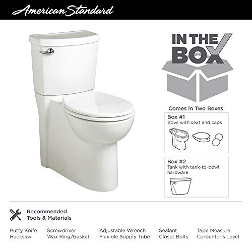 American Standard 2988101.020 Cadet 3 FloWise 2-Piece 1.28 GPF Single Flush Right Height Round Front Toilet with Concealed Trapway, White