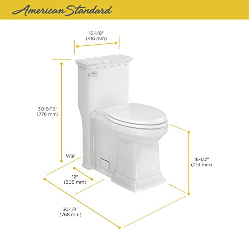 American Standard 2851A104.020 Town Square S Right Height Elongated One-Piece Toilet with Seat, White