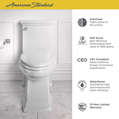 American Standard 2851A104.020 Town Square S Right Height Elongated One-Piece Toilet with Seat, White